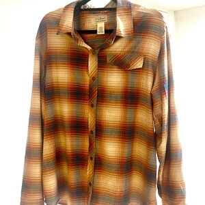 LLBean Men's Mountainside Brushed Performance Shirt  XL Snap Button Up